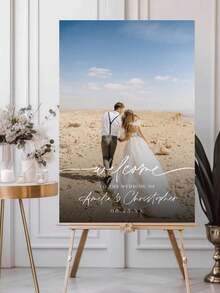 Customizable Wedding Welcome Sign, Elegant Wedding Welcome Board, Frameless Customized Canvas Poster, Framed Customized Canvas Poster - Personalized Wall Decor - Personalized Vintage Poster - Wedding Poster - Customized Poster, Personalized Name Poster, Art Events, Multifunctional, Decorative, Exquisite, Fashionable, Colorful, Modern, Customized, Personalized, Unique, Valentine's Day, Housewarming - Multicolor - View 4