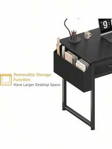 32 Inch Small Desk With Fabric Drawers – Vanity Table With Storage Drawer & Bag. Writing Desk For Bedroom/Study, Small Spaces - Black - 查看 7