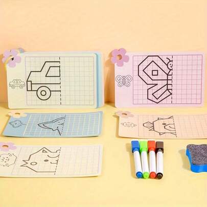 1 Stück symmetrisches Pinselstrich-Trainingsheft, löschbares Handschrifttraining, fokussiertes und spaßiges Lernspielzeug, geeignet zur Entwicklung von Denk- und Handfertigkeiten