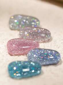 Mec 12ml 日本梦幻钻石闪粉凝胶指甲油，12 色春夏限量透明凝胶，精致全息闪光粉色、蓝色、金色、银色，UV/LED 可卸除，防脱落，沙龙品质，适合可爱、新娘和仙女美甲。 - 彩色 - 查看 4