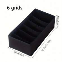 1pc Black 3-Compartment Underwear & Socks Drawer Organizer Set, Foldable Divider Storage Box, Home Storage & Organization, Minimalist Style, Non-Woven Fabric, Rectangular, Multi-Compartment Design, Classified Storage Space-Saving - Black - View 6