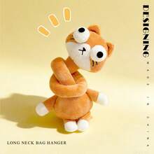 1个可爱创意动物系列长颈毛绒娃娃背包挂件,柔软舒适长颈大眼猫、羊、狐狸、雪纳瑞毛绒娃娃,生日、复活节、母亲节、儿童节礼物 - 彩色 - 查看 2