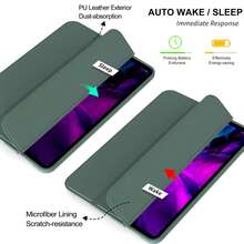 适用于 iPad (A16) 11 英寸第 11 代(2025 年款)平板电脑的保护套,一体式三折保护套,全方位防震,TPU 软壳,简约/休闲/畅销翻盖平板电脑保护套,第 10 代保护套,兼容 iPad 第 9 代 10.2 英寸、第 8 代 10.2 英寸、iPad Air 11 英寸 (M2)(2024 年款)、iPad Air 11 英寸 (M3)(2025 年款)。 - 墨綠色 - 查看 3