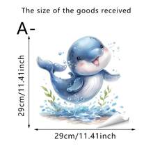 1/2 pièces Autocollants de toilette mignons et ludiques avec dauphins océaniques et éclaboussures d'eau, décalcomanies amovibles et auto-adhésives en PVC imperméable, convenant à la décoration de la salle de bain, du siège et du réservoir des toilettes. - Autocollants pour toilettes - Voir 9