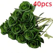 1/5/10/12/20 bông hoa hồng nhân tạo màu xanh lá cây, cao cấp, dài 20 inch, thích hợp trang trí nhà cửa, phòng ngủ, bàn ăn, đám cưới, bó hoa cô dâu, hoa cài áo, cắm hoa. Thích hợp trang trí nhà cửa, nhà hàng, phòng ngủ, bình hoa. - màu xanh lá - Xem 16