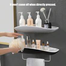 Bathroom Accessory Set, Luxury Silicone Toilet Brush, Slipper Rack, Towel Rack, Soap Dish, Triangle Organizer, Rectangular Shelf, All-In-One Solution, No Drilling Installation, Fits 90% Households, Large Capacity, Rust-Resistant ABS Material, Durable For Humid Bathroom - A12 - Black - View 5