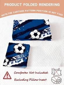 2/3pcs Soccer Kids Bedding Set, Blue White Stripe Soccer Ball Print Duvet Cover With Pillowcases, Soft Microfiber Sports Theme Bed Set For Boys Bedroom Decor (Twin/Full/Queen) 135x200cm - Multicolor - View 2