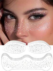 12pcs Silver Glitter Freckle Face Temporary Tattoos, Waterproof Shiny Star Freckle Tattoo Stickers, Suitable For Women, Music Festival, Party, Easter Gift, Summer Ball Accessories - Silver - View 9