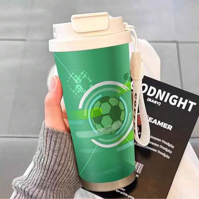 1PCA Coffee Cup With A Lid And A Straw - Made Of 316 Stainless Steel, Easy To Carry, Is A Double-Layer Insulated Stainless Steel Travel And Outdoor Sports Vacuum Cup That Can Keep Beverages At A Low Or High Temperature. It Is Suitable For Various Festivals Such As Halloween And Easter, And Is A Must-Have Item For Schools.