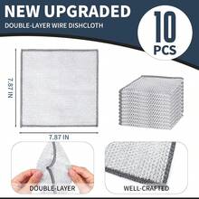 10 Pcs New Upgrade Steel Wire Dishcloth,Double-Layer Steel Wire Cleaning Cloth,Powerful Cleaning Non-Scratch Wire Dishcloth Rag Cookware, Sinks, Dishes, Stove Tops (.87 '' X.87 '' - 10個裝 - 查看 5