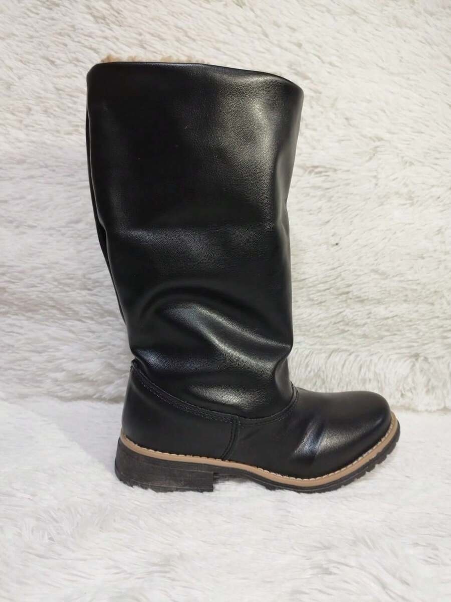 Women's Mid-Calf Boot With Fleece Lining, Comfortable For Winter - Black - View 1