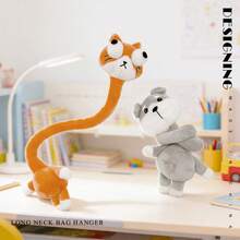 1个可爱创意动物系列长颈毛绒娃娃背包挂件,柔软舒适长颈大眼猫、羊、狐狸、雪纳瑞毛绒娃娃,生日、复活节、母亲节、儿童节礼物 - 彩色 - 查看 11