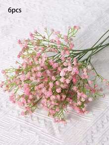 1/6/10 Stücke weiße Schleierkraut Künstliche Blumen, Fake Schleierkraut Großpackung, mit Kunststoffstängeln, für Heimdekoration, Tischdekoration, DIY Blumenarrangements, Hochzeits- und Festdekoration, Raumdekoration - Pink - Übersicht 7