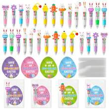 84PCS Easter Gifts Bulk Cartoon 4 In 1 Multicolor Ballpoint Pens With Greeting Cards For Easter Party Favors Basket Stuffers Goodie Bag Filler School Supplies Students Rewards Classroom Gifts - Nhiều màu - Xem 2