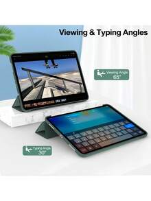 Compatible With IPad 11th Gen Tablet Protective Case, A16 Style, Full-Body Honeycomb TPU Leather Protective Case, Smart Sleep/Wake, Tri-Fold Tablet Protective Case, Full-Body Drop Protection, Compatible With IPad 10th Gen, Air 11 (M3)/Air 11 (M2)/Pro 11, 9th Gen Protective Case - Dark Green - View 3