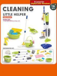 儿童清洁玩具套装，卧室吸尘器工具，女孩角色扮演家务扫帚和拖把套装，儿童礼物 - 彩色 - 查看 18
