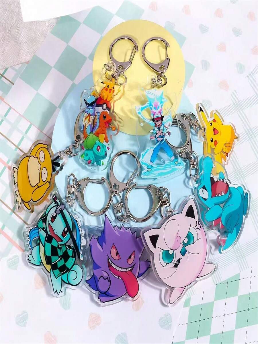 pokemon Móc khóa acrylic hình Pocket Monsters, móc khóa hoạt hình anime, phụ kiện balo. - Nhiều màu - Xem 1