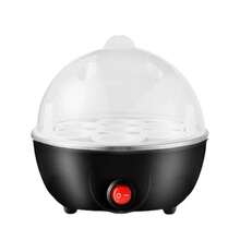 Electric Egg Cooker For Seven Eggs With A Musical Alert, Safety Features Against Overheating, And Rapid Cooking Options For Hard, Soft, And Medium Eggs. It Also Comes With A Poacher That Is Easy To Clean And A Compact Food Steamer - 黑色 - 查看 12