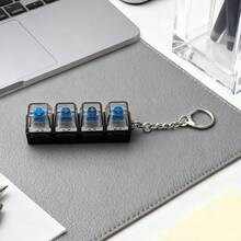 Breloc antistres cu tastatură 4 în 1, 2 buc/set | Culoare aleatorie negru/transparentă, fără funcție de iluminare, stil aleatoriu negru/alb, articol mic și drăguț, potrivit pentru chei/genți, fabricat din aliaj de aluminiu și aliaj de zinc - Multicolor - Vizualizare 8
