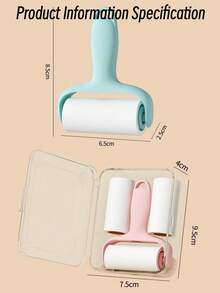 1 Set (3 Rolls, 90 Sheets) Mini Lint Roller, Refillable Sticky Roller Brush, High Adhesive Pet Hair Remover - 1 Controller + 3 Replacement Cartridges - View 7