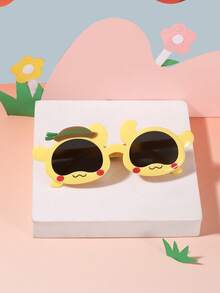 1副男女童（3-8岁）聚碳酸酯不对称镜框卡通款时尚眼镜，新款可爱个性眼镜，适合旅行、节日派对等场合，带眼镜盒 - 彩色 - 查看 2