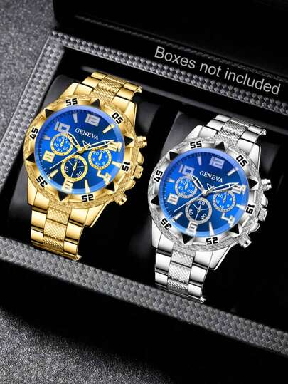 2只男士石英表组合套装，商务休闲两相宜，简约刻度表盘，适合日常佩戴、装饰或作为生日、各种节日礼物送给朋友和父亲。