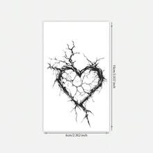 4pcs New Heart Branch Tattoo Stickers, Niche Powerful Heart Pattern Arm Tattoos, Suitable For Festivals And Parties - Black - View 2