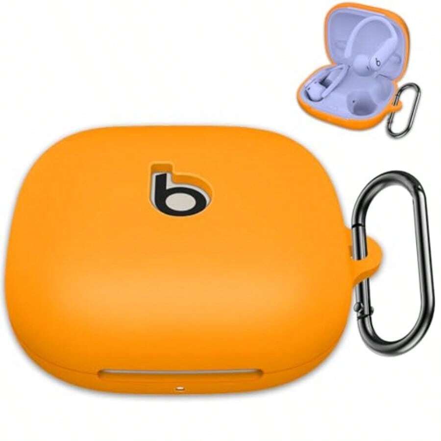 Orange Soft Silicone Case Cover With Keychain For  Power Pro 2 Full Shock-Absorbing Protective Case With Front LED Visible For Women Men - Orange - View 1