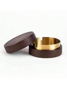 1pc Wooden Ashtray With Lid, Car/Home Anti-Ash, Round Creative Wooden Ashtray, Suitable For Car, Office, Living Room - Ashtray - View 9