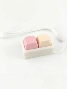 1pc Portable Dual Finger Pressure Relief Keychain - Sports Style Anxiety Relief Toy Keychain, Soft Pink, Office Travel Relaxation Accessory, Suitable For Adults, Excellent Stress Relief Gift, Colorful Square Squeeze Button - Multicolor - View 9