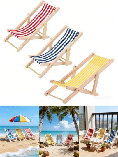 1 chiếc ghế bãi biển mini bằng gỗ có thể gấp gọn, phụ kiện nội thất thu nhỏ cho nhà búp bê, ghế thư giãn nhỏ trang trí nhà búp bê, trang trí nhà búp bê kiểu vườn cổ tích tự làm, trang trí hồ bơi, cây cảnh sân vườn tự làm, ghế thư giãn thủ công.