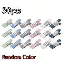 重型不锈钢衣夹，带蓝色防滑手柄 - 防锈多用途夹子，适用于洗衣、厨房、手工制作和家居收纳 - 多色 - 查看 16