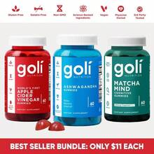 3 Bottles Of Goli Best Seller Bundle: Ashwagandha KSM-66, Apple Cider Vinegar, Matcha Mind Supplement With Cognizin, Vitamins D2 And B12 - 666g - Xem 1