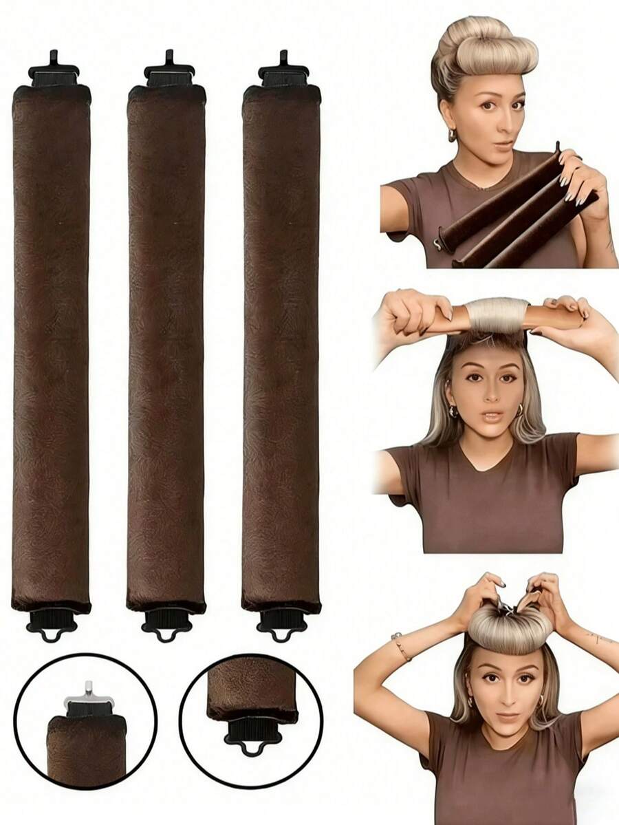 3pcs Heatless Curling Tool Set, Hair Styling Set Includes: Curling Plate And Heating Rod, Sponge Curler, Overnight Hair Care Tools, Women's Foam Curler, And Necessary For Back To School - Multicolor - View 1