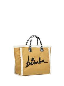 Large Lightweight Embroidered Tote Bag, Elegant Shoulder Bag - Khaki - View 2