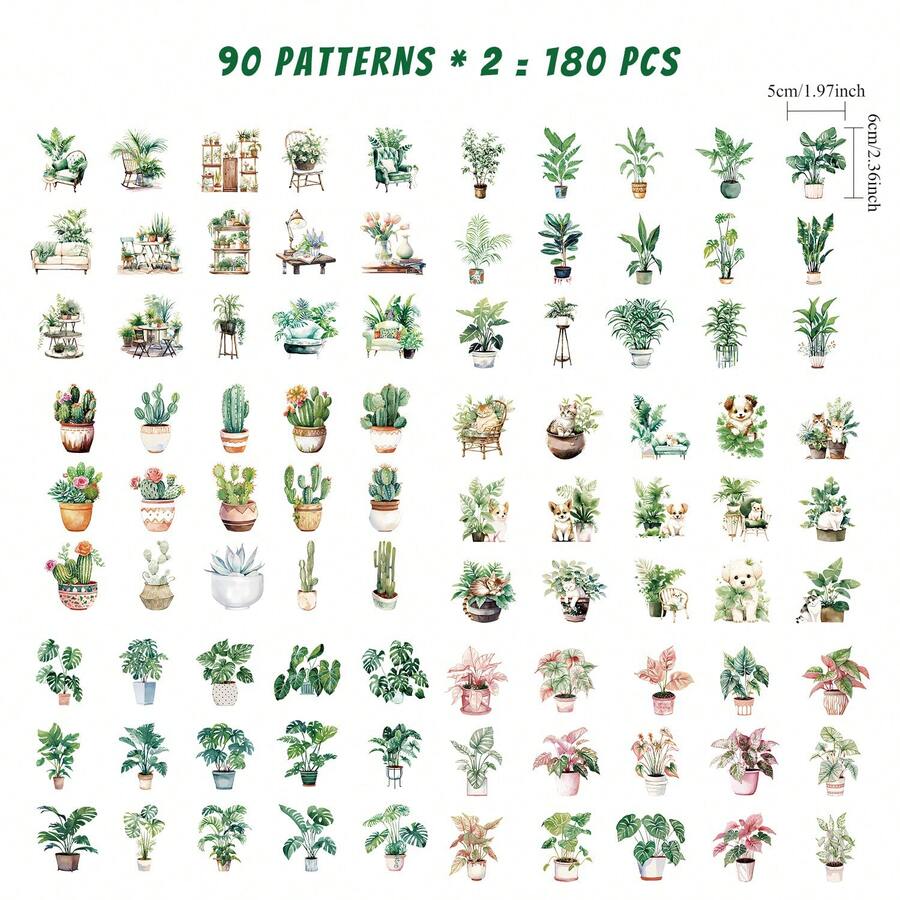Bộ 30/180 miếng dán hoa cổ điển, chống thấm nước, trong suốt, hình hoa lá, dùng để trang trí sổ lưu niệm, nhật ký, bullet journal, sổ kế hoạch, cắt dán, đồ thủ công giấy, văn phòng phẩm, nhãn dán ngộ nghĩnh. - Nhãn dán - Xem 1