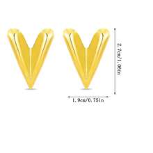 Gold Tone V-Shaped Stud Earrings, Minimalist Geometric Statement Earrings For Women Daily Wear - Multicolor - View 11