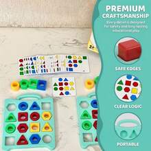 2 Trays 30 Cards Geometric Shape Matching Puzzle - Interactive Learning Game For Parents And Kids - Desktop Competitive Game, Cultivate Children's Thinking Ability - Multicolor - View 12
