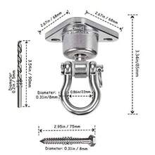 9M 2 Sets of Bearing Smooth Rotary Stainless Steel Hanger Heavy Duty 180°+360° Rotary Swing Swing Hook 1500 lb Capacity Wooden Concrete Playground Yoga Hammock Chair Rope Punch Bag Porch Swing Set - como en la foto - Ver 7