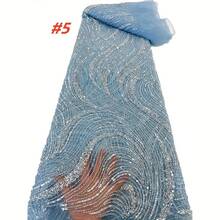 2026 High-Quality French African Mesh Lace Fabric, Handmade Beaded Embroidery Nigerian Sequin Lace Fabric, Suitable For Party Dress Sewing - A - View 7