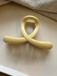 2pcs/1pc 11cm/4.33in White Cloud & Yellow Straight Plastic Hair Clips, Fashionable Versatile Elegant Minimalist Solid Color Hair Claws, Suitable For Daily Wear, Casual, Party, Beach, Ponytail, Bun Hairstyles, Makeup, Outfit Accessory Summer Hair Accessories Beach Claw Clips Vacay,Holiday,Travel - Multicolor - View 3