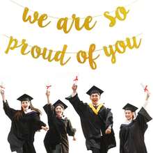 1 Set, 2026 Graduation Party Decoration Black Glitter "We Are Proud Of You" Graduation Banner, 2026 Graduation Congratulations Graduation Party Decoration - Gold - View 6
