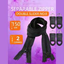 Black No.8 Open-End Zipper 60-150cm With Double Slider & 4 Accessories - C-Black - View 15