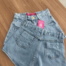 Black Denim Shorts Without Belt, Women's Casual High-Waisted Denim Shorts With Embroidery, Natural Denim Shorts For Teenagers, Beltless. - 藍色 - 查看 2