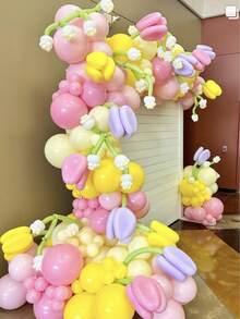 Pink And Yellow Balloon Set, 60/15/25/30pcs Light Pastel Pink Macaron Yellow Sand White 10-Inch Latex Balloons Helium Women Bee Bear Theme Birthday Bride Wedding Baby Shower Room Decoration Party Decor - A-1 - View 9