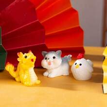 12 mini figurine drăguțe cu zodii, decor de birou vindecător pentru anul nașterii tale, design adorabil Q-Version, poate fi folosit ca decor de birou, accesorii auto, colecție, decorare acvariu, cadou de Anul Nou, colecție binecuvântată, realizate din rășină cu textură fină, cadou de festival, birou, rechizite de birou, accesorii de birou - Ornamente mici - Vizualizare 2