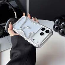 新款高端创意镂空电镀小蛇图案手机壳，兼容苹果11/12/13/14/15/16/17 PRO/PROMAX，时尚个性化三星S22/23/24/25 ultra，全包防摔保护壳 - 銀色 - 查看 3