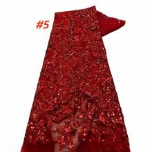 Vải ren đính sequin chất lượng cao năm 2026 của châu Phi, vải lưới thêu Nigeria, chất liệu ren Pháp dùng để may váy cưới và váy dự tiệc cho nữ. - A - Xem 9
