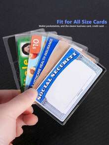 Transparent PVC Waterproof Card Holder, Protective Sleeve For Medical/Credit Cards, Business/Social Security Cards - Clear Vinyl Plastic Sleeve For Insurance, Social Security, Metro, Driver's License Or Credit Cards, Scratch-Resistant Clear PVC ID, Social Security, Student ID, Transit, And Medical Card Protector - Clear - View 4