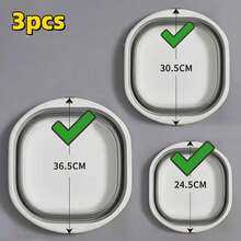 3-Size Collapsible Basin - Portable Plastic Foot/Hand Wash Tub, Multi-Functional Rectangular Bucket With Frame, Durable For Travel, Laundry, Dorm Use - Grey - View 9